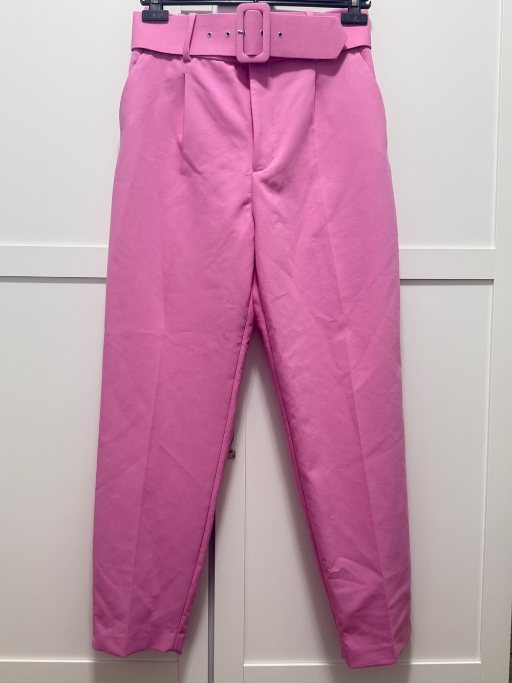 Zara Pink High Waisted Belted Pants Size M